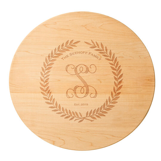 Maple 16 inch Round Server with Laurel Wreath Design